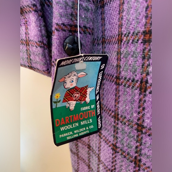 1970’s vintage wool jacket shacket coat, purple trench new old stoco - Picture 8 of 10